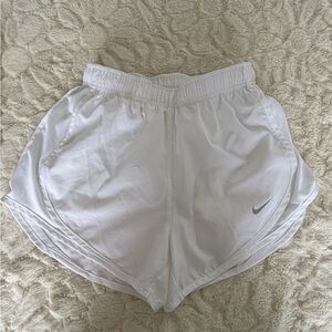 Nike White Women's Athletic Running Shorts with Swoosh